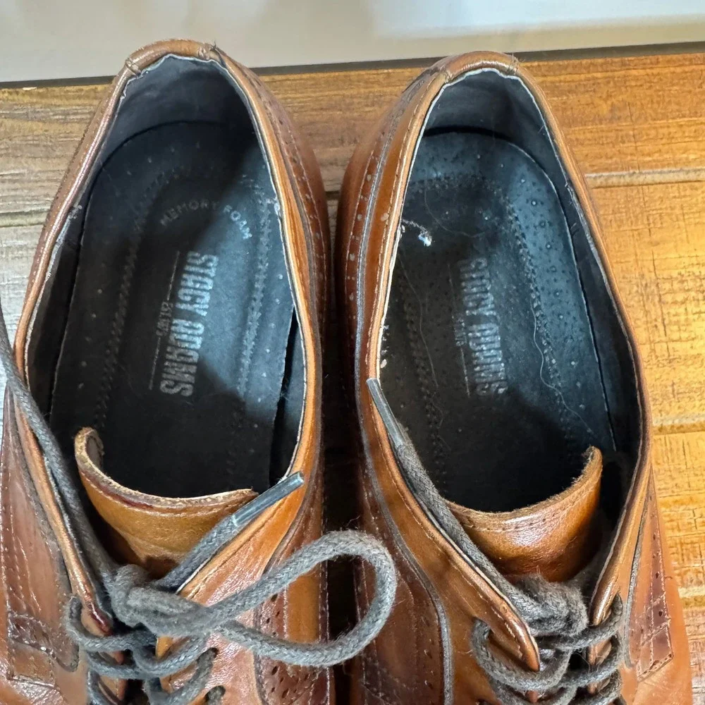 Stacy Adams Mens Brown Leather Cap Toe‎ Oxford Dress Shoes Size 10 M